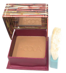 Benefit Hoola Bronzing Powder compact closeup shows silky matte texture for natural warmth