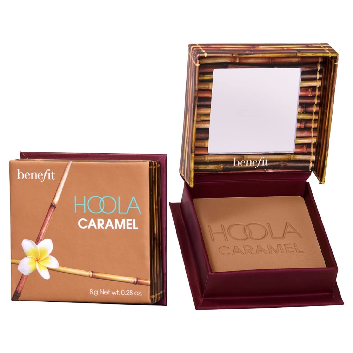 Benefit Hoola Caramel compact front view showing slim travel-friendly design and matte finish