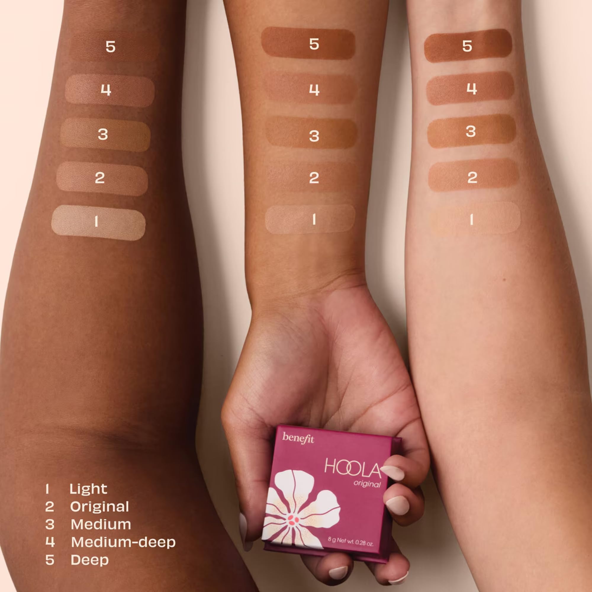 Benefit Hoola applied on model cheeks for natural sun-kissed warmth