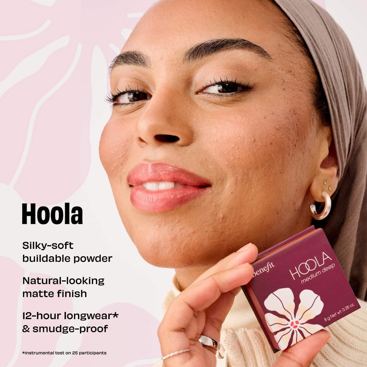 Benefit Hoola bronzer applied on cheek showing natural matte warmth and contour