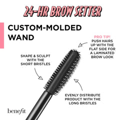 Benefit mini Brow Setter held in hand to show travel-size convenience