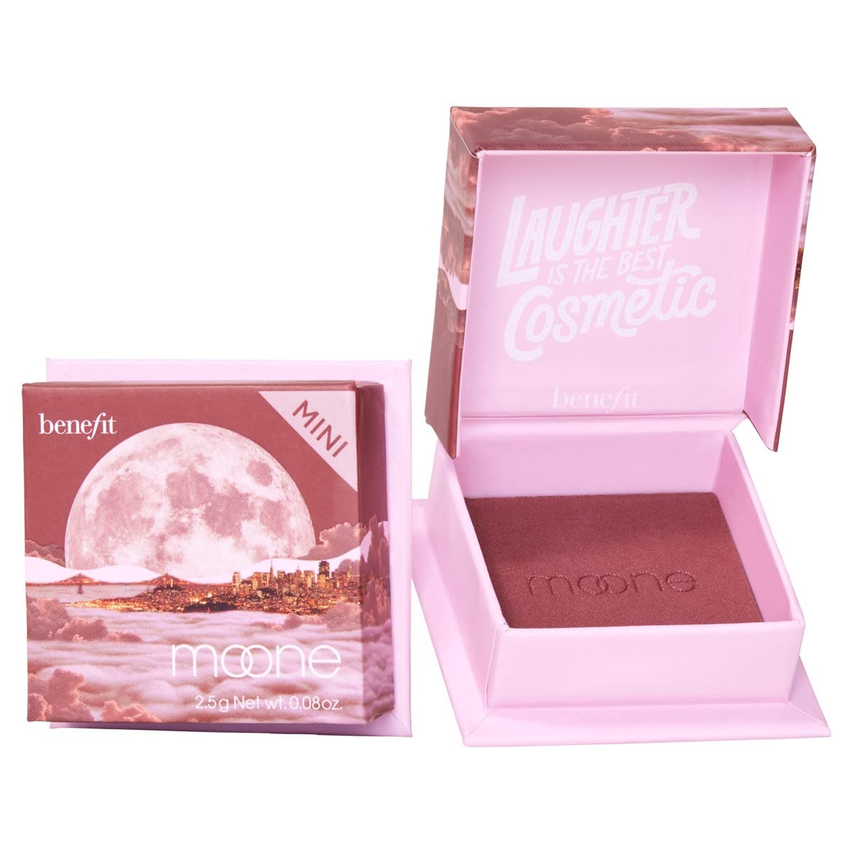 Benefit compact front view showing Moone shade and vintage design benefit portable color