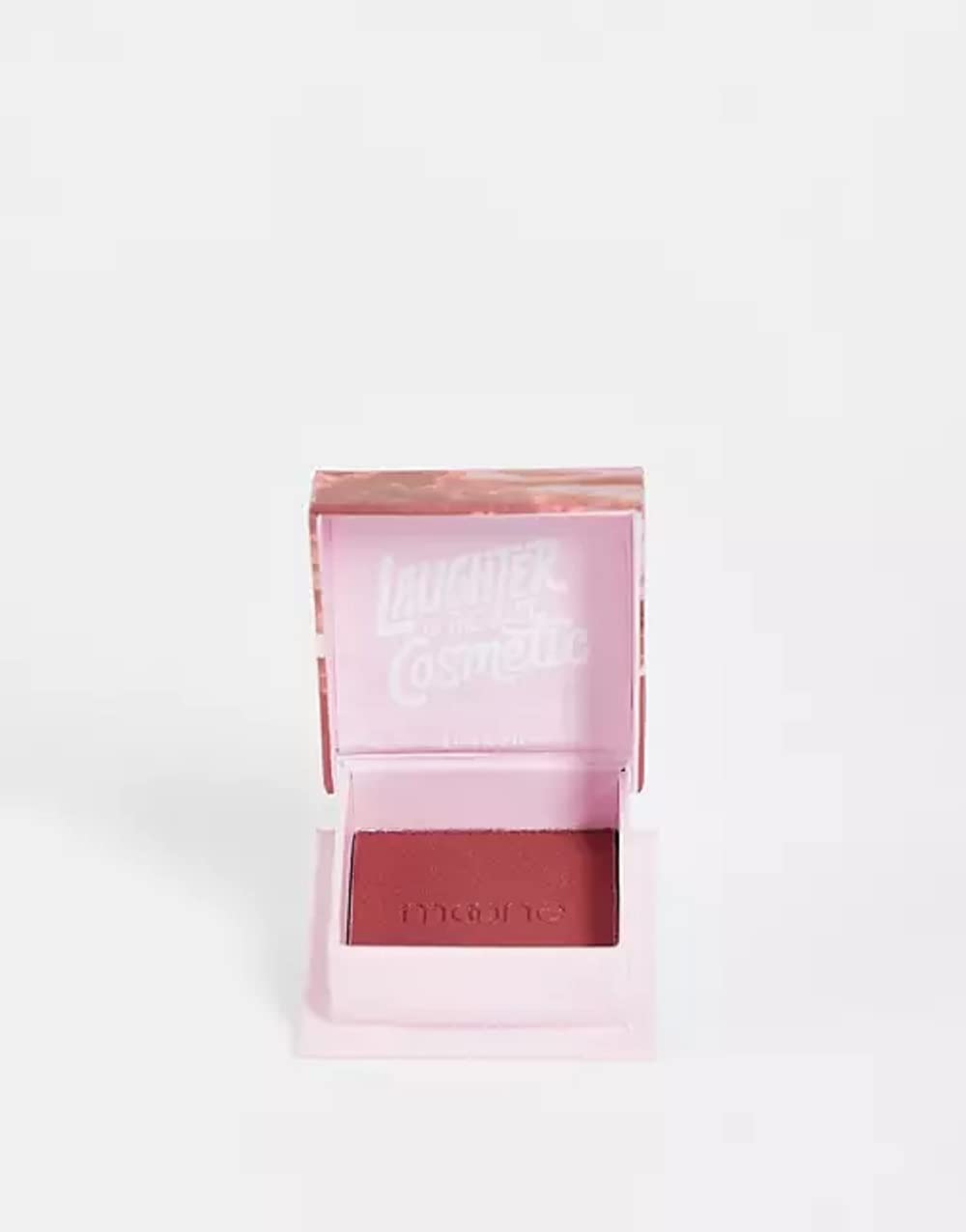 Benefit travel pouch with Moone compact staged for on-the-go touch-ups benefit
