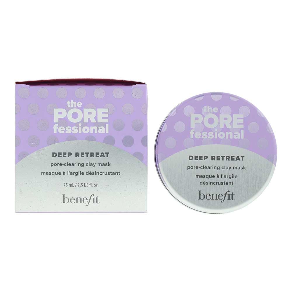 Benefit jar front view showing label and smooth clay texture for clearer pores