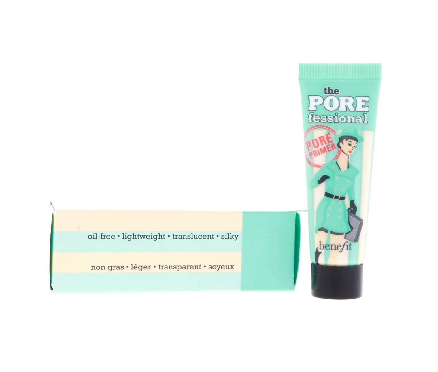 Benefit POREfessional next to coin to display .25 oz size and portability benefit