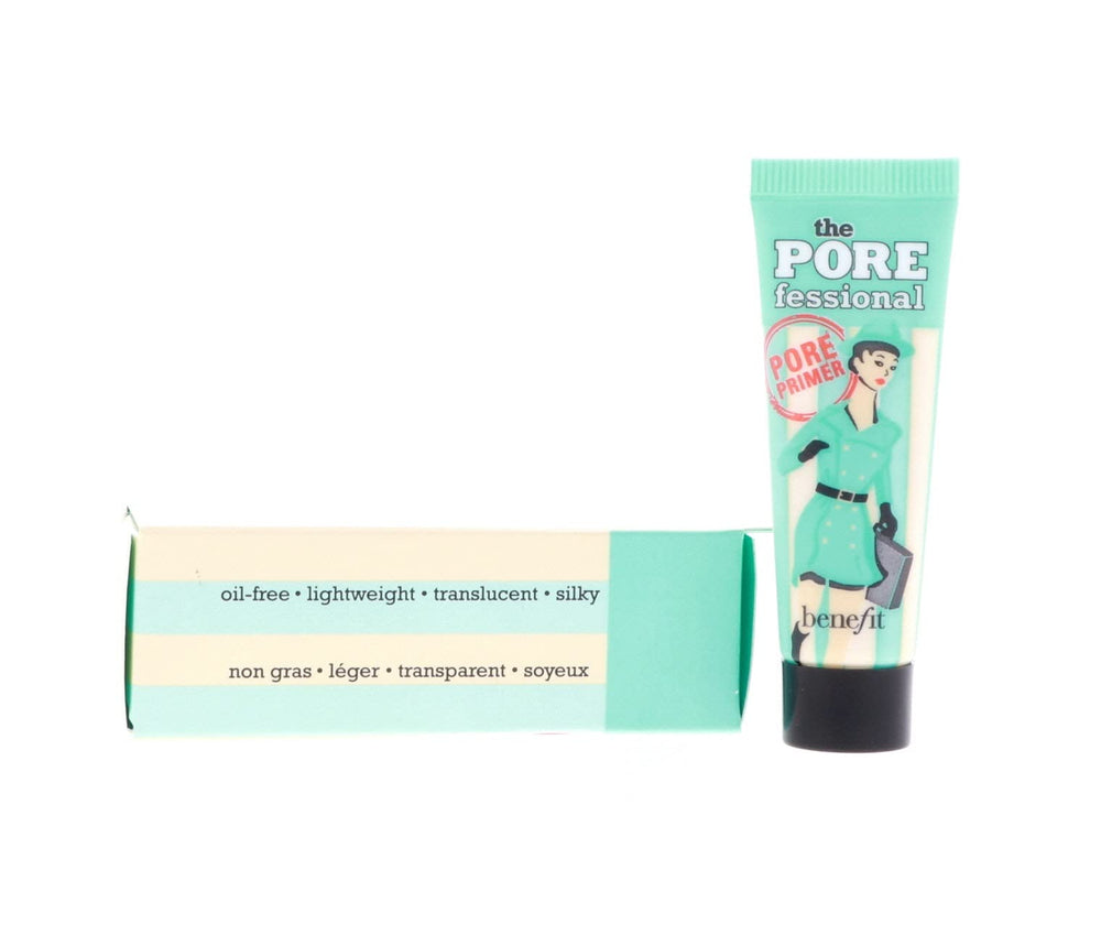 Benefit POREfessional next to coin to display .25 oz size and portability benefit