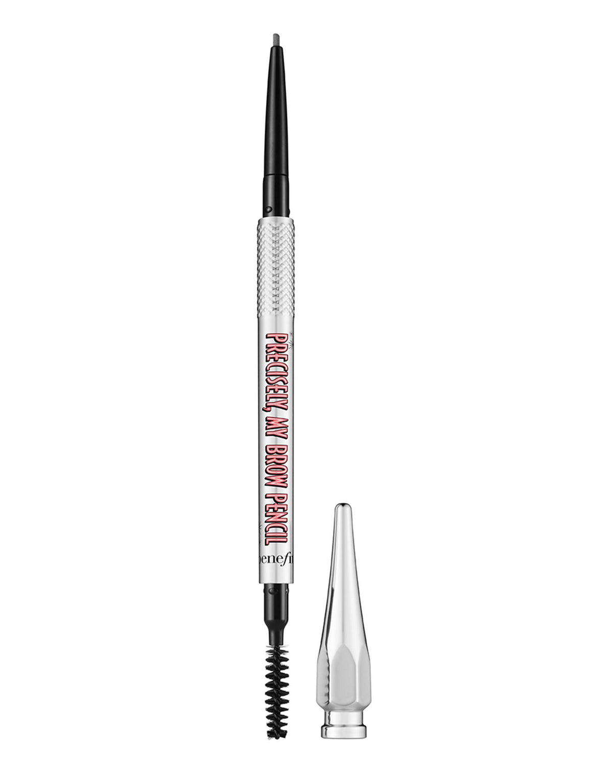 Benefit Precisely My Brow Pencil front view showing slim twist-up pencil and spoolie, ideal for precision