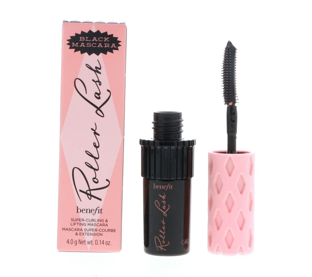 Benefit Roller Lash front packaging showing compact travel tube and logo benefit