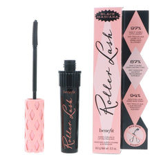 Benefit Roller Lash wand closeup shows curling-brush design for lifted lashes.
