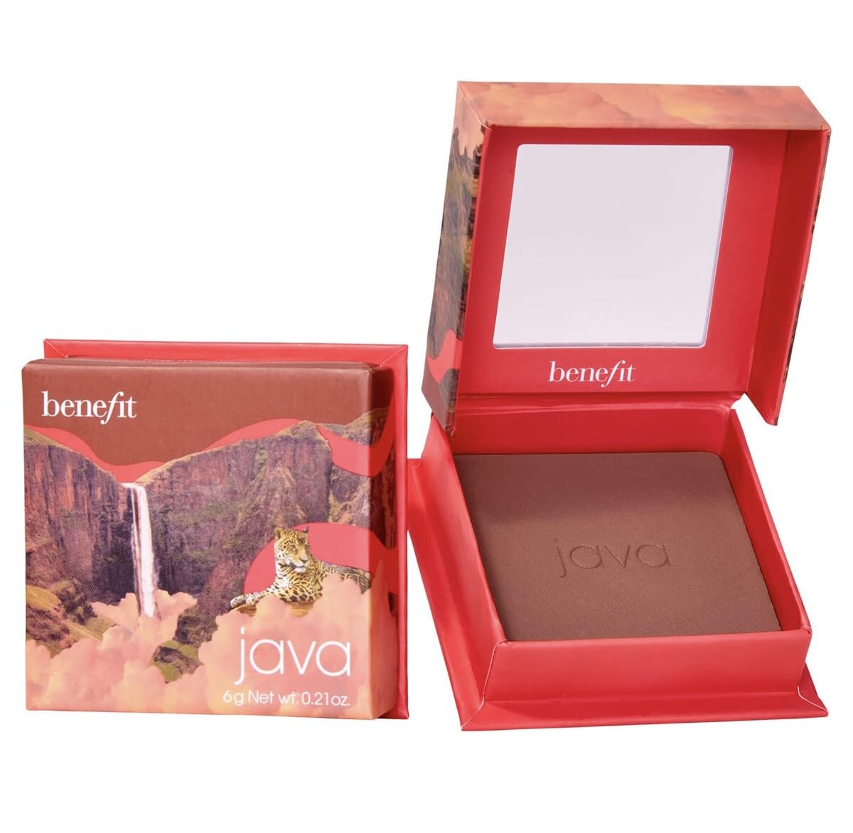 Benefit Rosy Mocha compact front view showing sleek packaging and usable pan