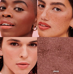 Benefit Rosy Mocha next to ruler showing 6 g compact size and travel-ready benefit