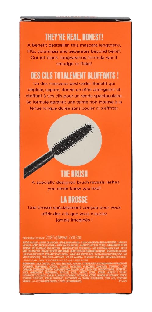 Benefit tubes peeking from a travel bag demonstrating portability for on-the-go touch-ups benefit
