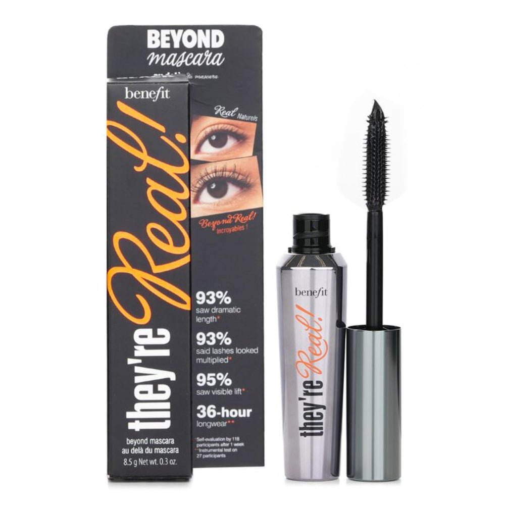 Benefit theyre real mascara on lashes demonstrating lifted fuller look