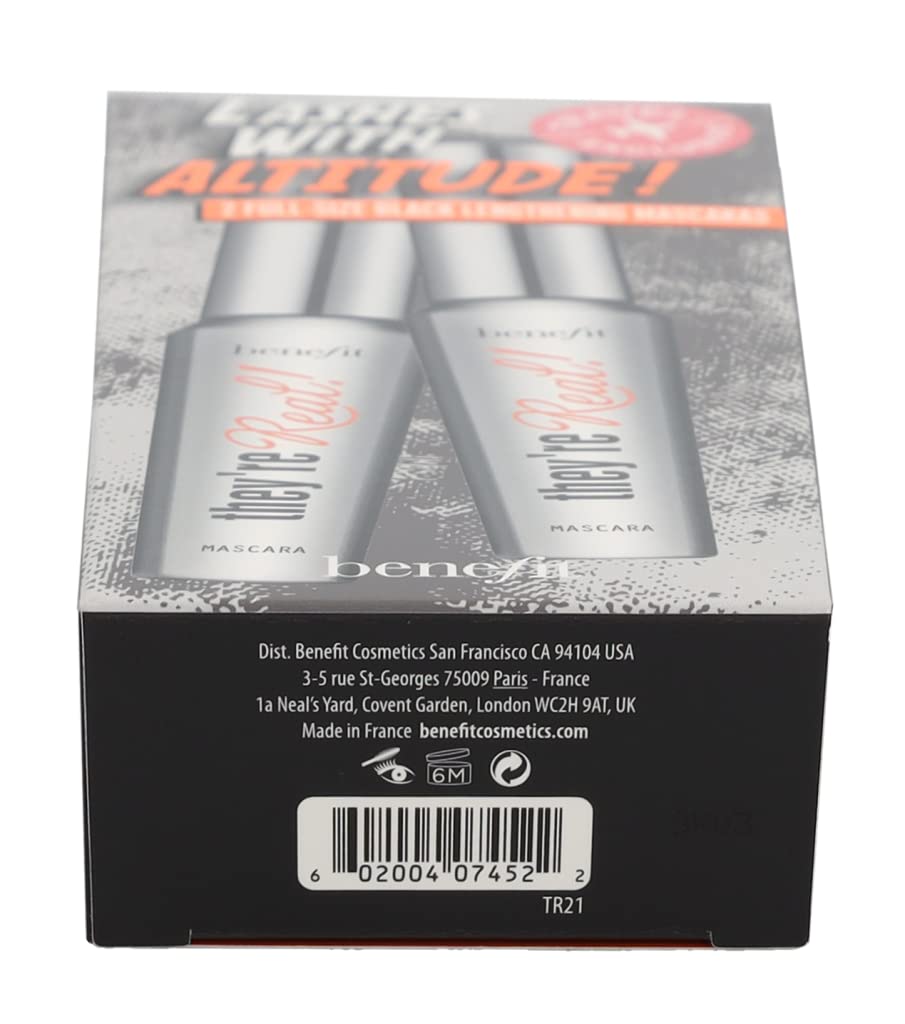 Benefit duo next to passport for travel-size convenience and carry-on approval benefit