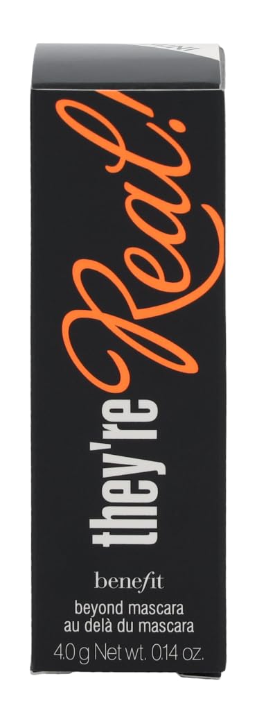 Benefit they're real texture swipe showing glossy jet-black formula and smooth application benefit