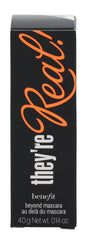 Benefit they're real texture swipe showing glossy jet-black formula and smooth application benefit