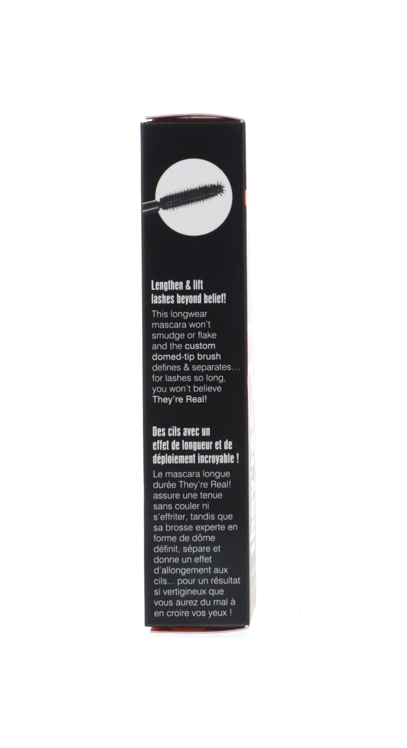 Benefit They're Real mascara application on lashes shows length and separation.