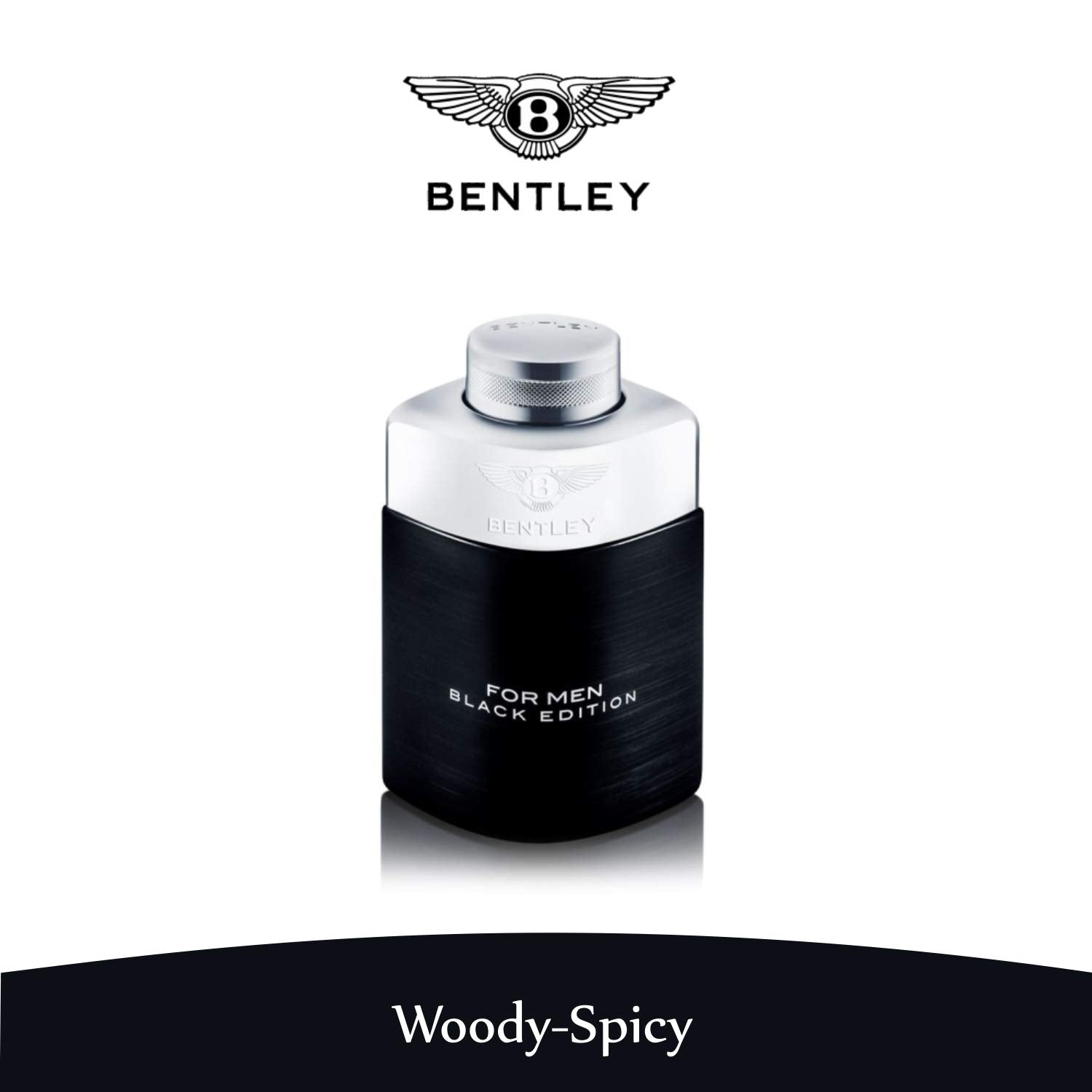 Bentley Black Edition EDP cap closeup, premium packaging for gifting.