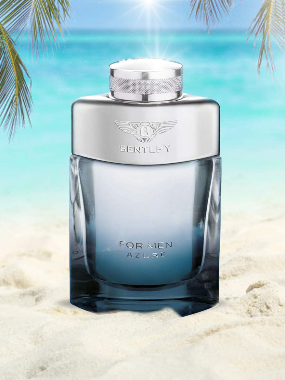 Bentley for Men Azure bottle etched logo emphasizing luxury branding
