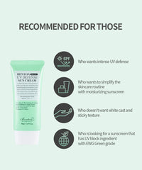 Benton Air Fit UV Defense Sun Cream in a skincare routine scene highlighting SPF50+ protection.