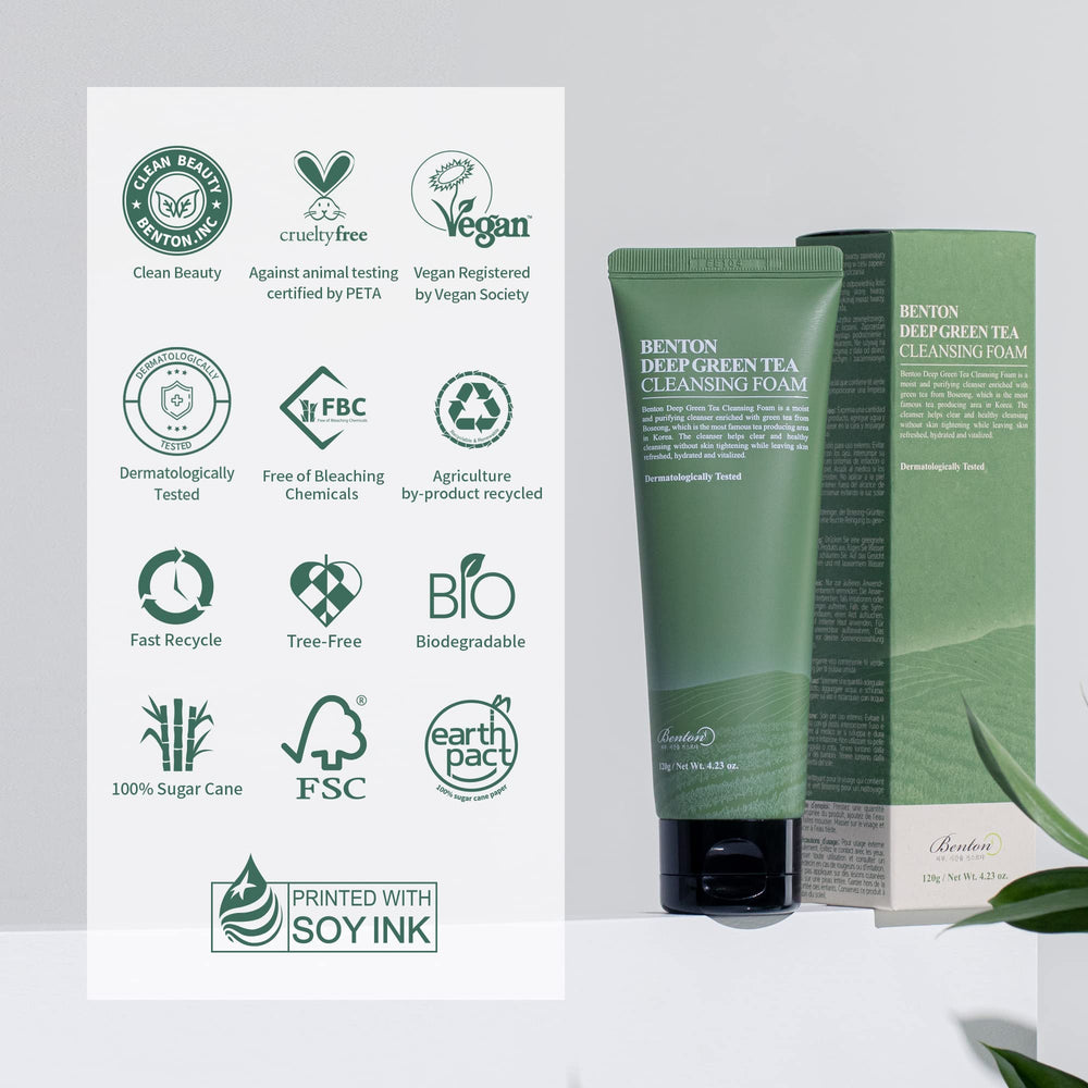 BENTON eco-friendly packaging emphasizes recyclable materials and clean beauty ethos