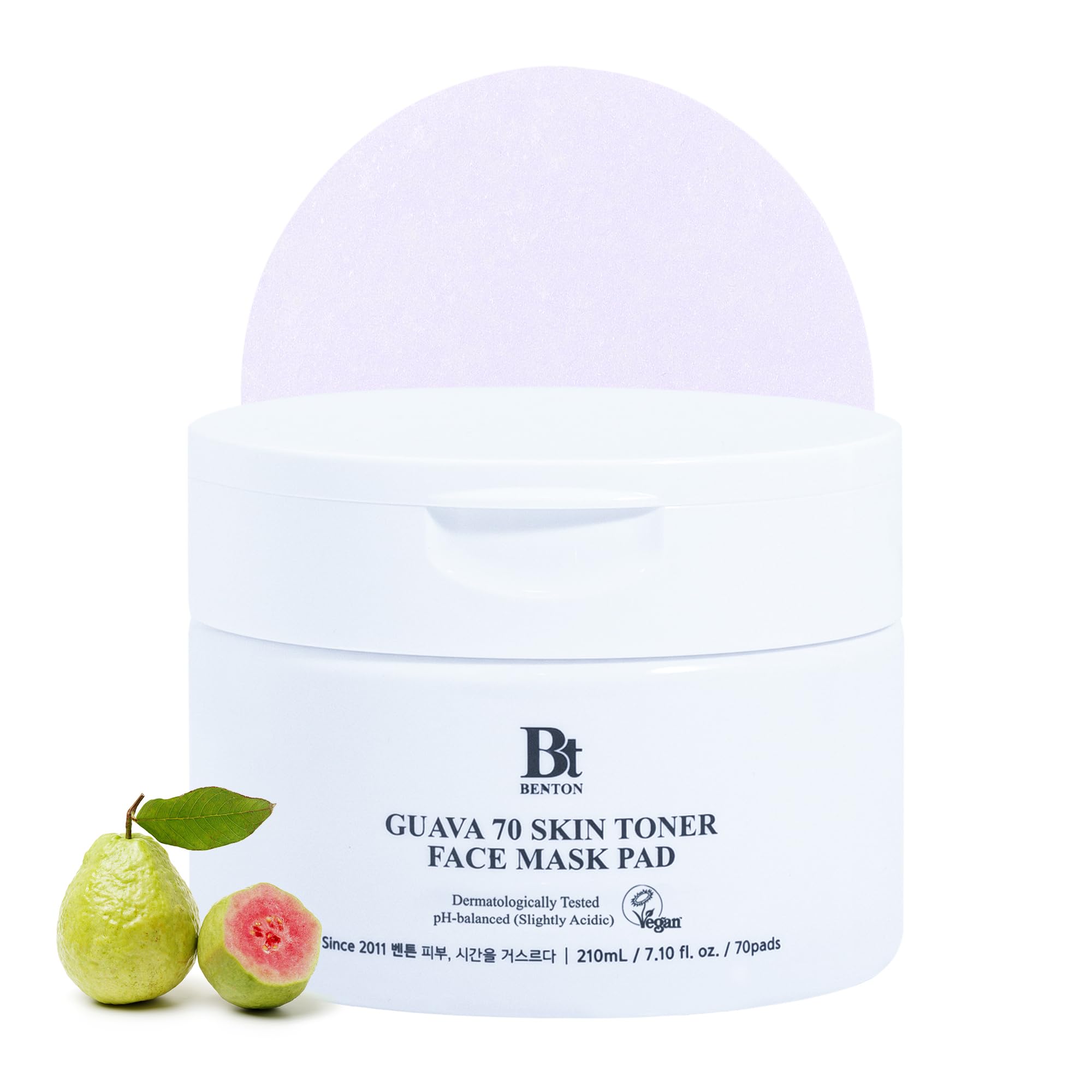 Benton Guava 70 toner pad close-up highlights rich hydration for dry skin