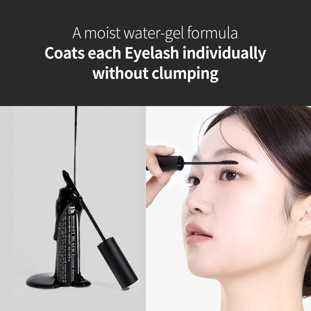 BENTON serum application on lashes demonstrates smooth, clump-free formula