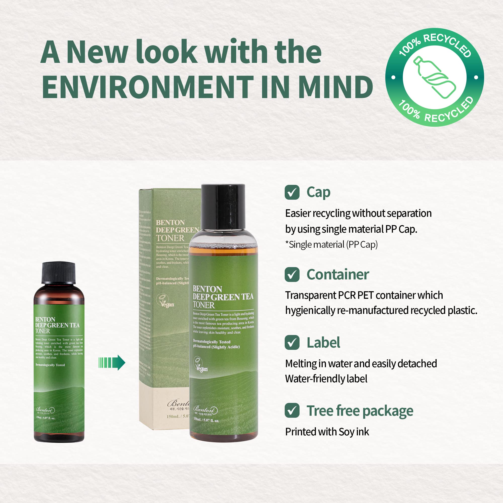 BENTON toner routine image shows after-cleansing step for balanced oil-water skin.