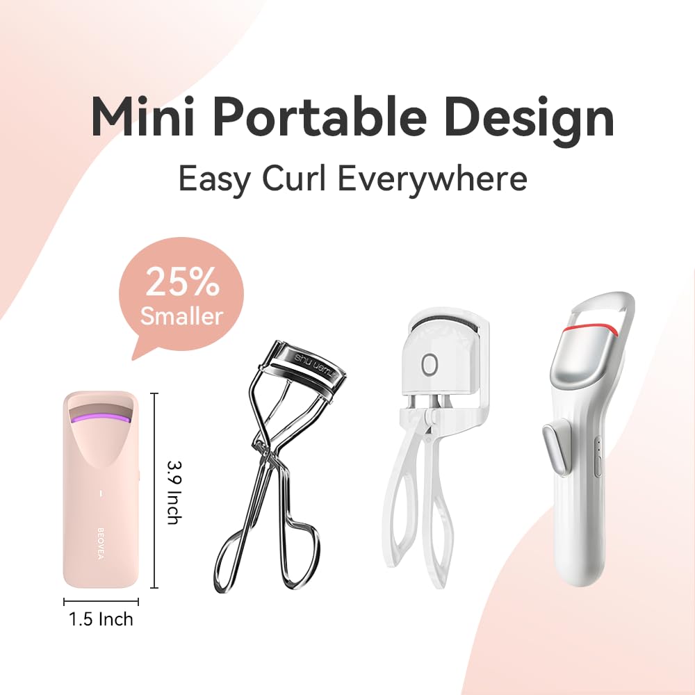 BEOVEA heated eyelash curler in-use captures quick 8-second curling on natural lashes.
