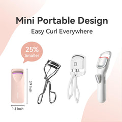 BEOVEA heated eyelash curler in-use captures quick 8-second curling on natural lashes.