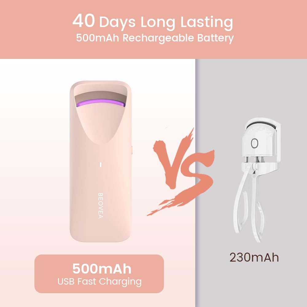 BEOVEA heated eyelash curler long-lasting lift delivers all-day curled lashes.