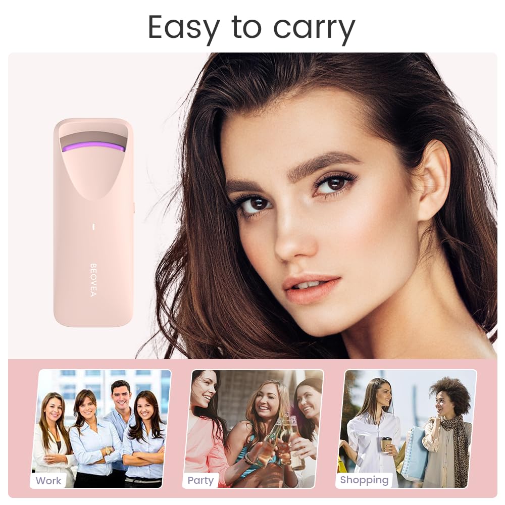 BEOVEA heated eyelash curler heat-sensitive silicone pad protects delicate lashes during curling.