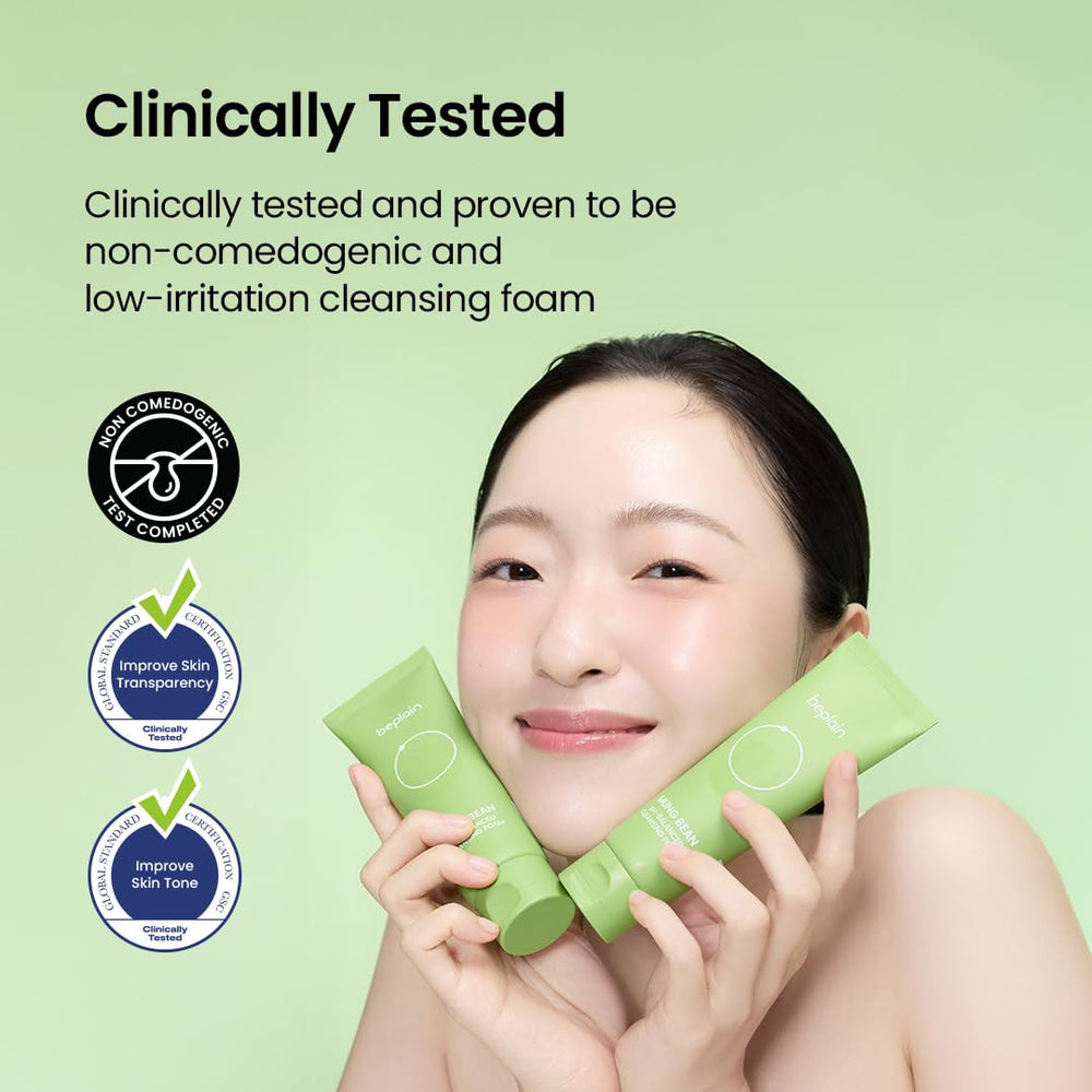 Beplain fragrance-free formula texture shows mild cleanse ideal for gentle pore care.