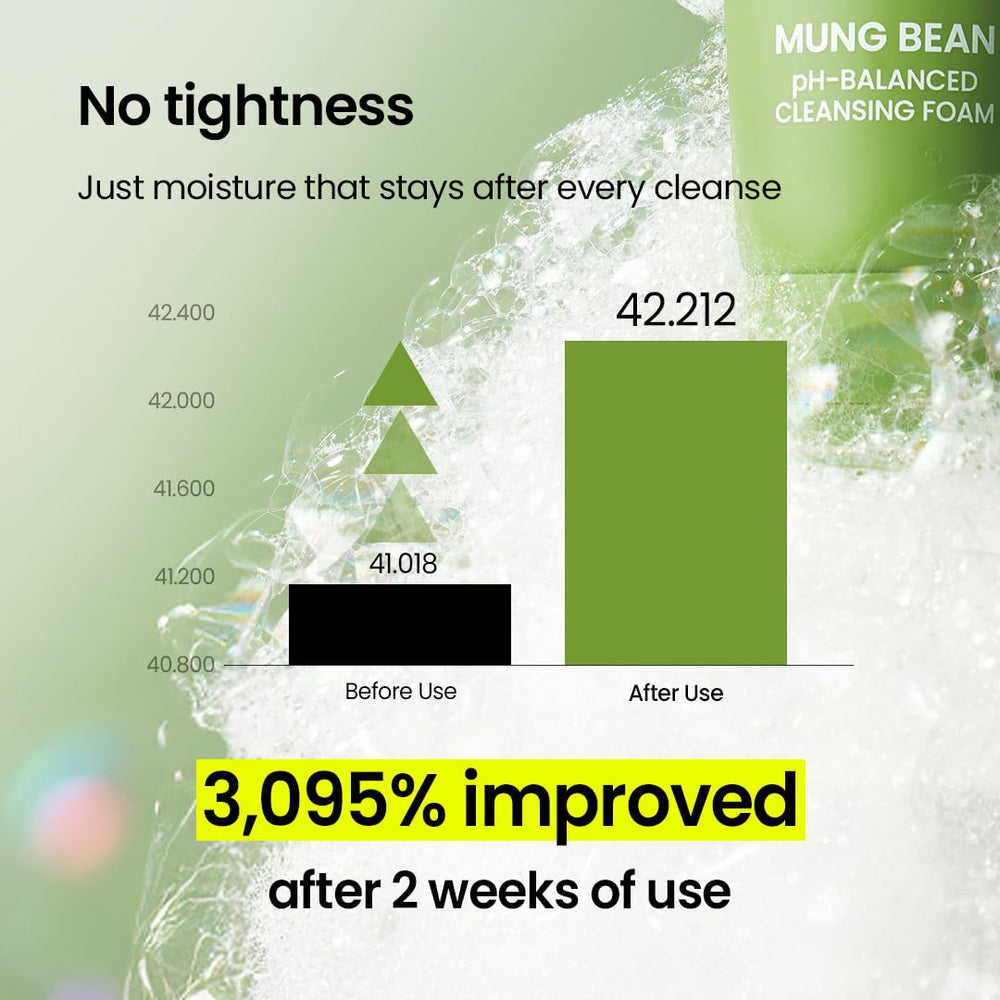 Beplain mung bean cleansing foam application routine demonstrating simple steps for refreshed skin.