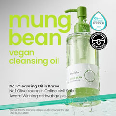 beplain mung bean cleansing oil pump-dispense view highlights easy, mess-free application