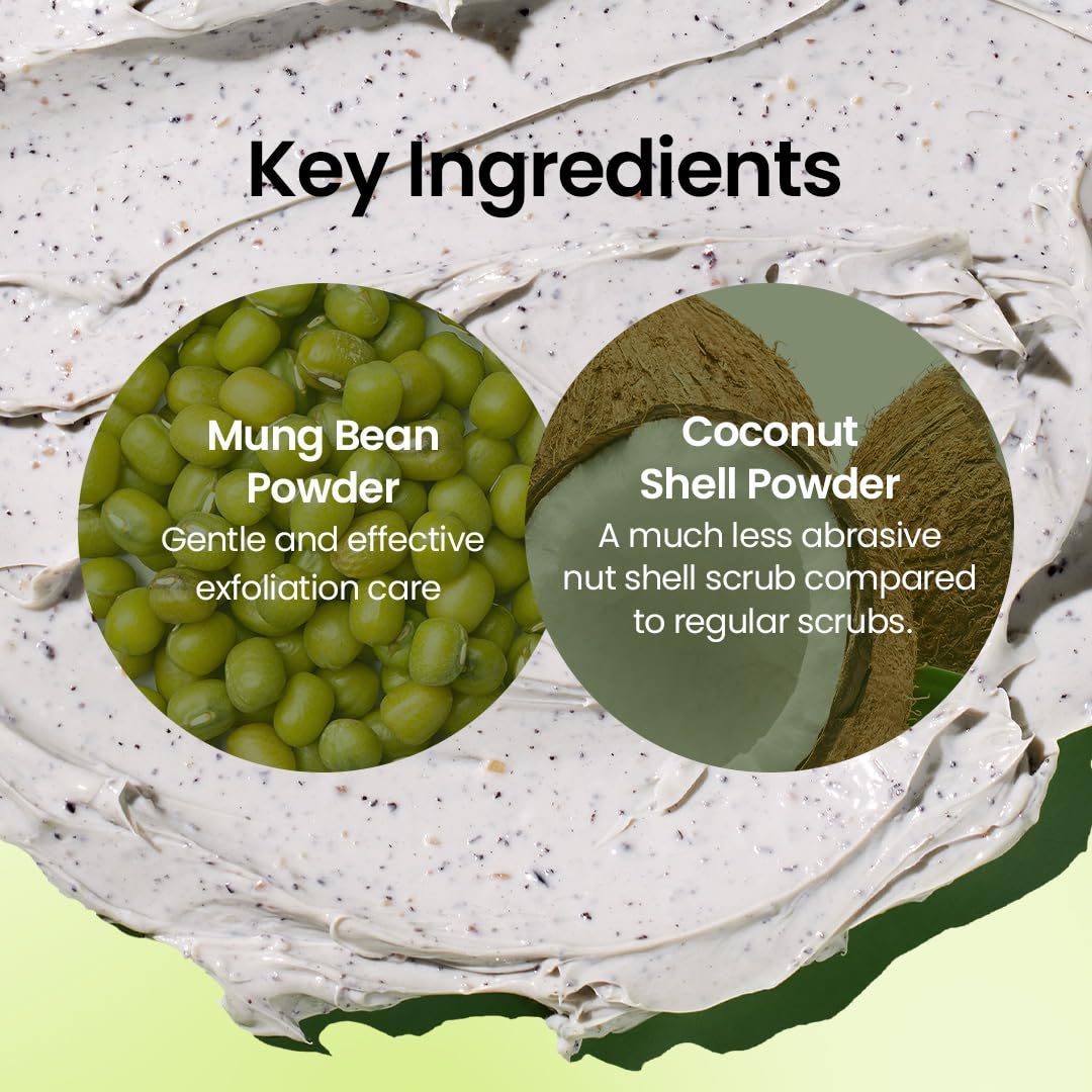 beplain mung bean pore clay mask texture shows fine exfoliating particles
