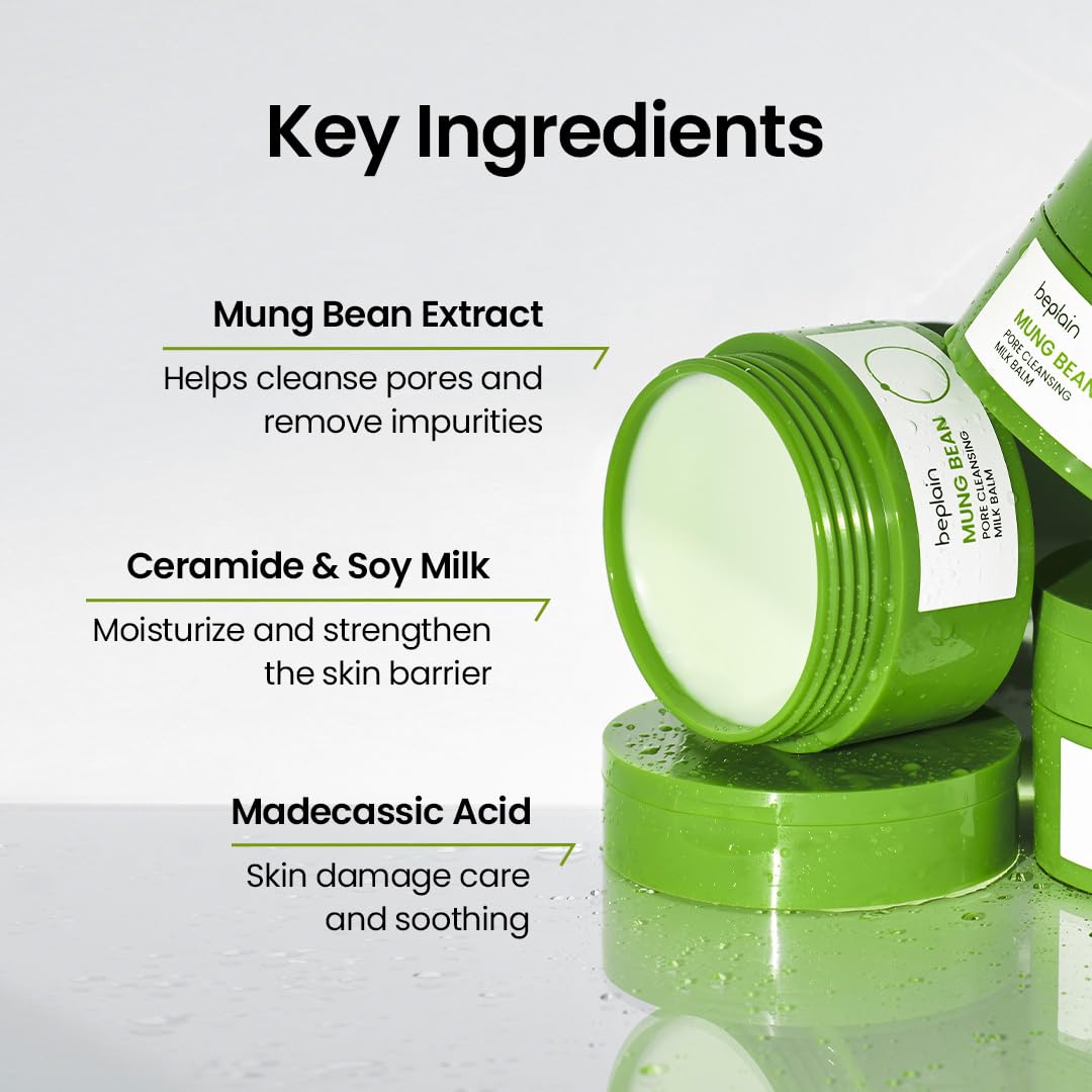 Beplain mung bean pore cleansing milk balm emulsified state ready for rinsing.