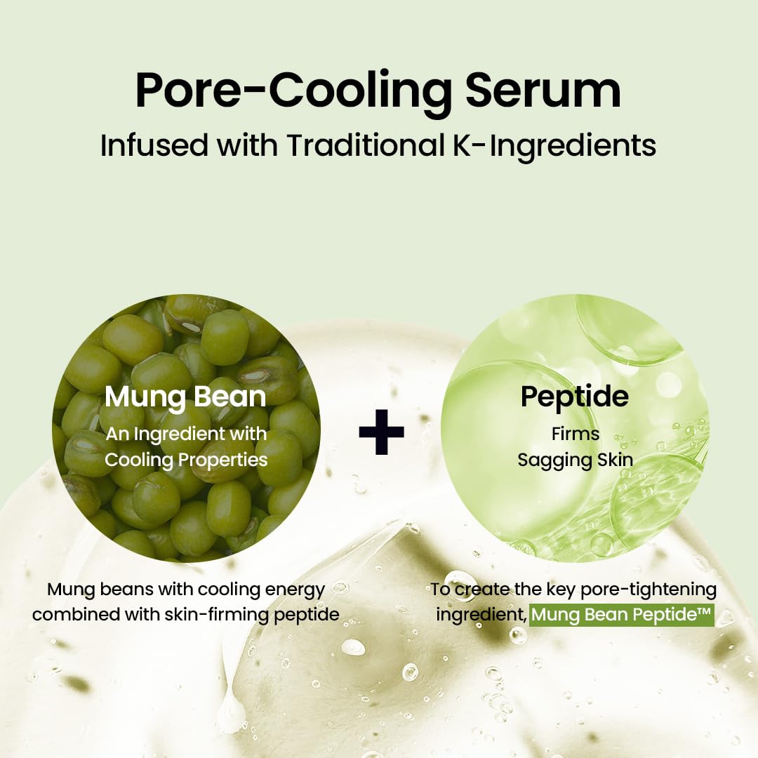 beplain mung bean pore-tight-up serum application shows refreshed skin during everyday routines