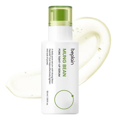 beplain mung bean pore-tight-up serum packaging highlights easy at-home pore care