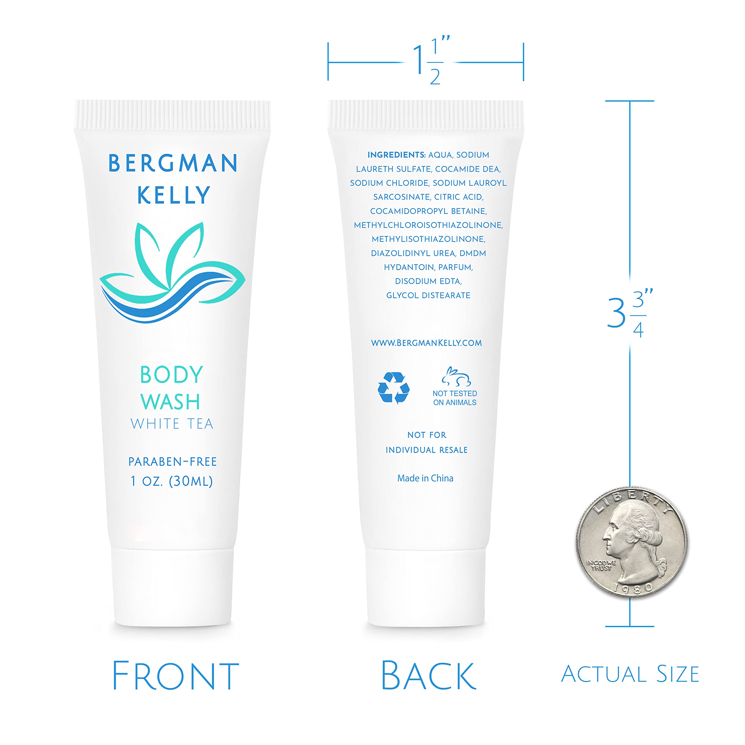 BERGMAN KELLY bulk 100-pack packaging highlights cost-effective guest toiletries.