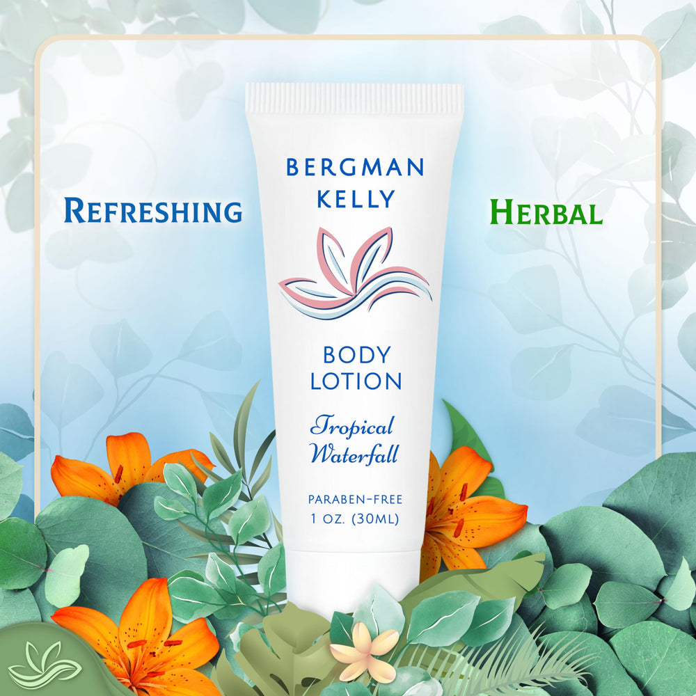 BERGMAN KELLY lotion tubes stacked in box streamline restocking for staff.