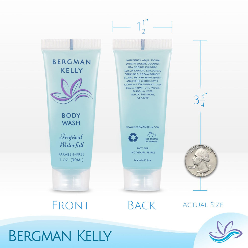 BERGMAN KELLY travel size body wash eco friendly packaging supports sustainable amenities