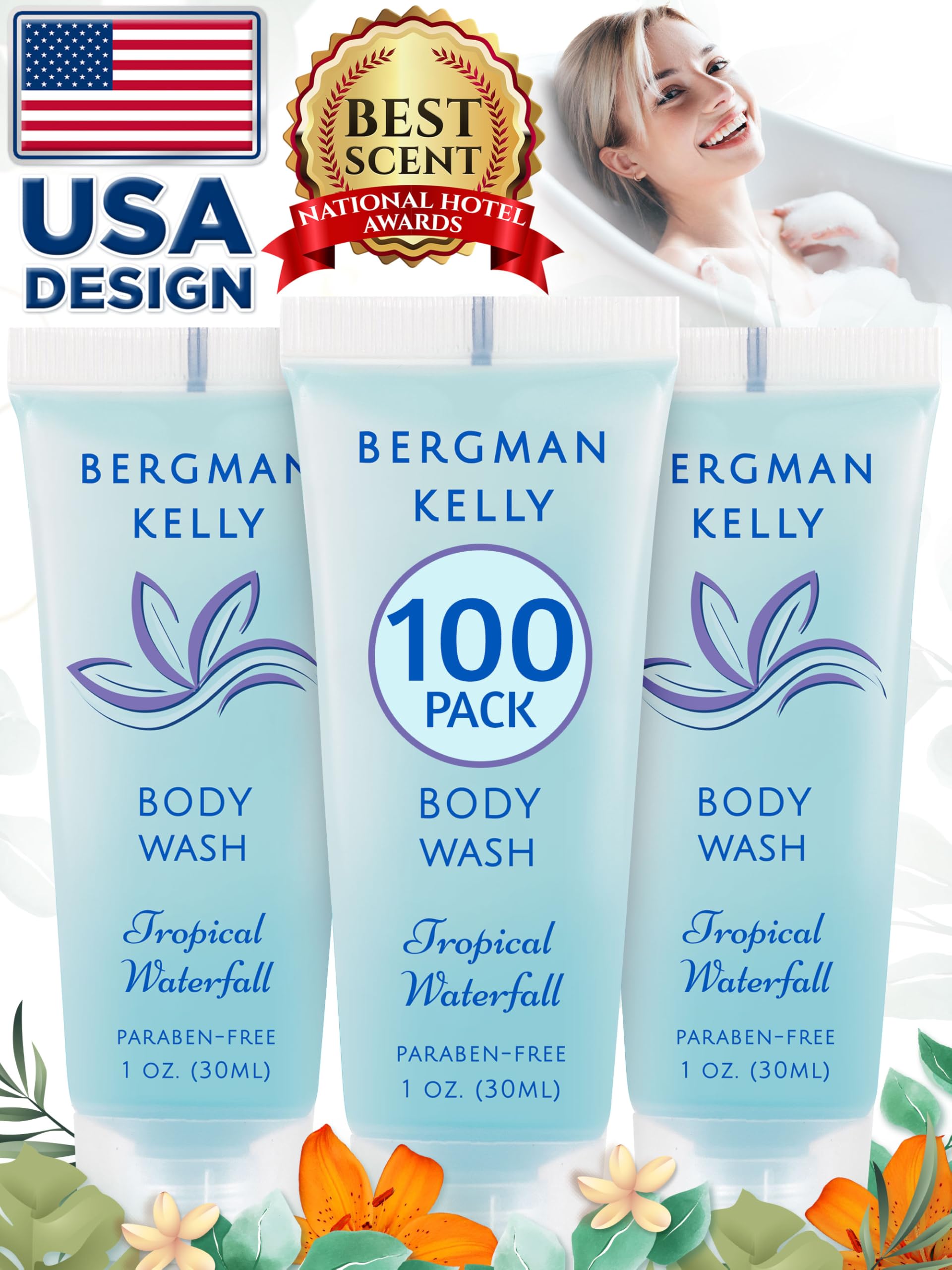 BERGMAN KELLY travel size body wash TSA approved for air travel in bulk kits