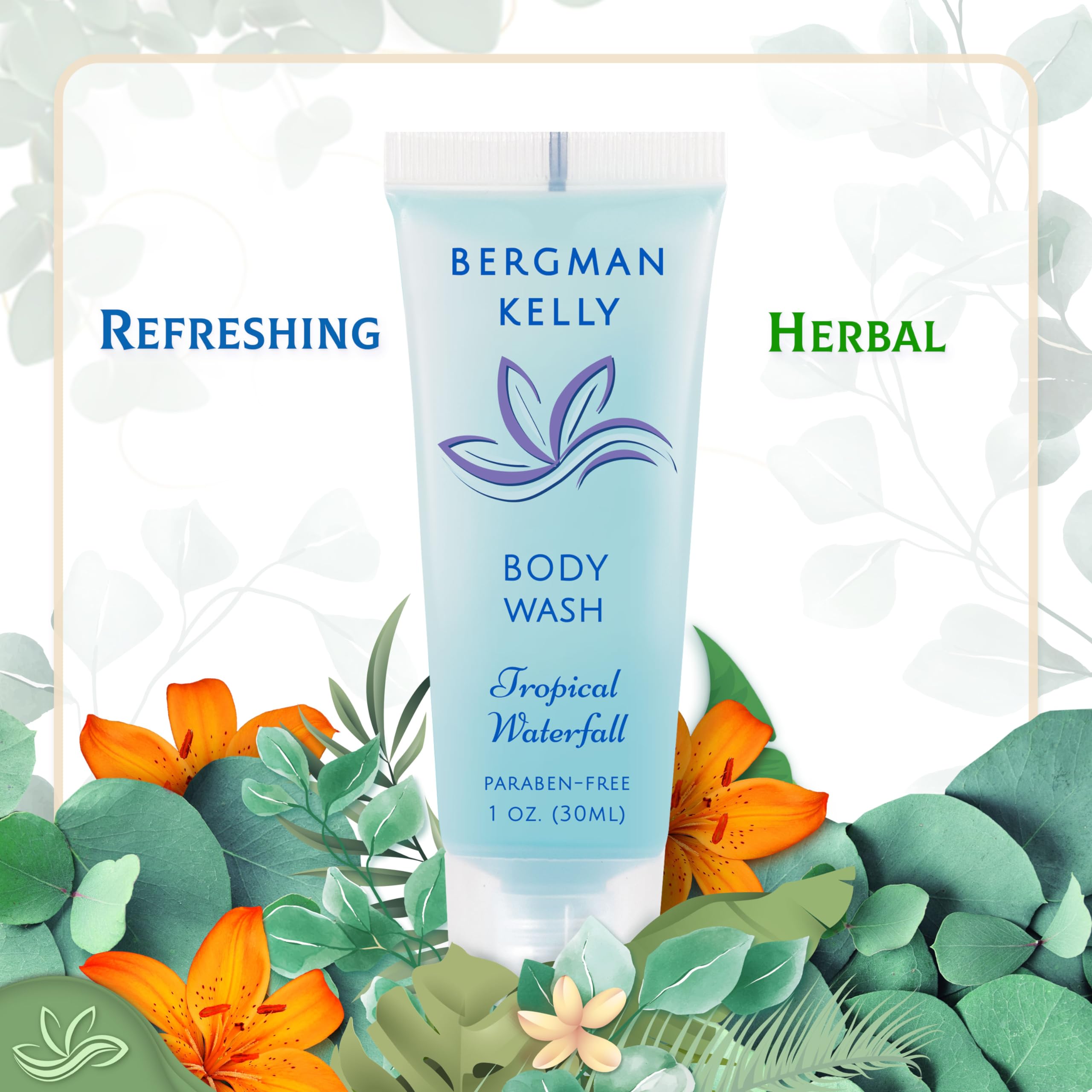 BERGMAN KELLY travel size body wash hotel display bottle for guest essentials