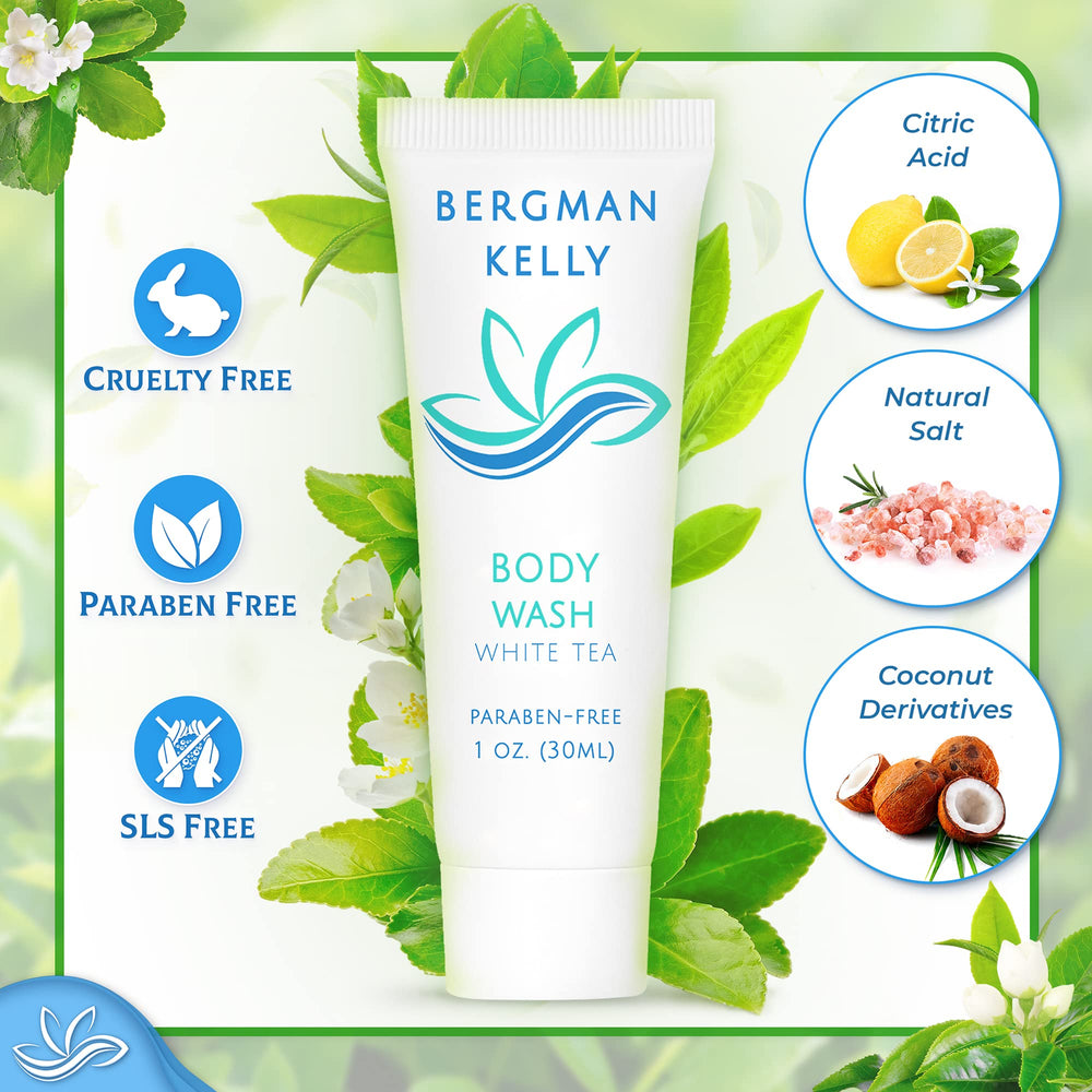 BERGMAN KELLY white tea-scented bottle showcases refreshing guest bathing experience.