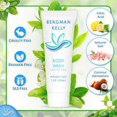BERGMAN KELLY white tea-scented bottle showcases refreshing guest bathing experience.