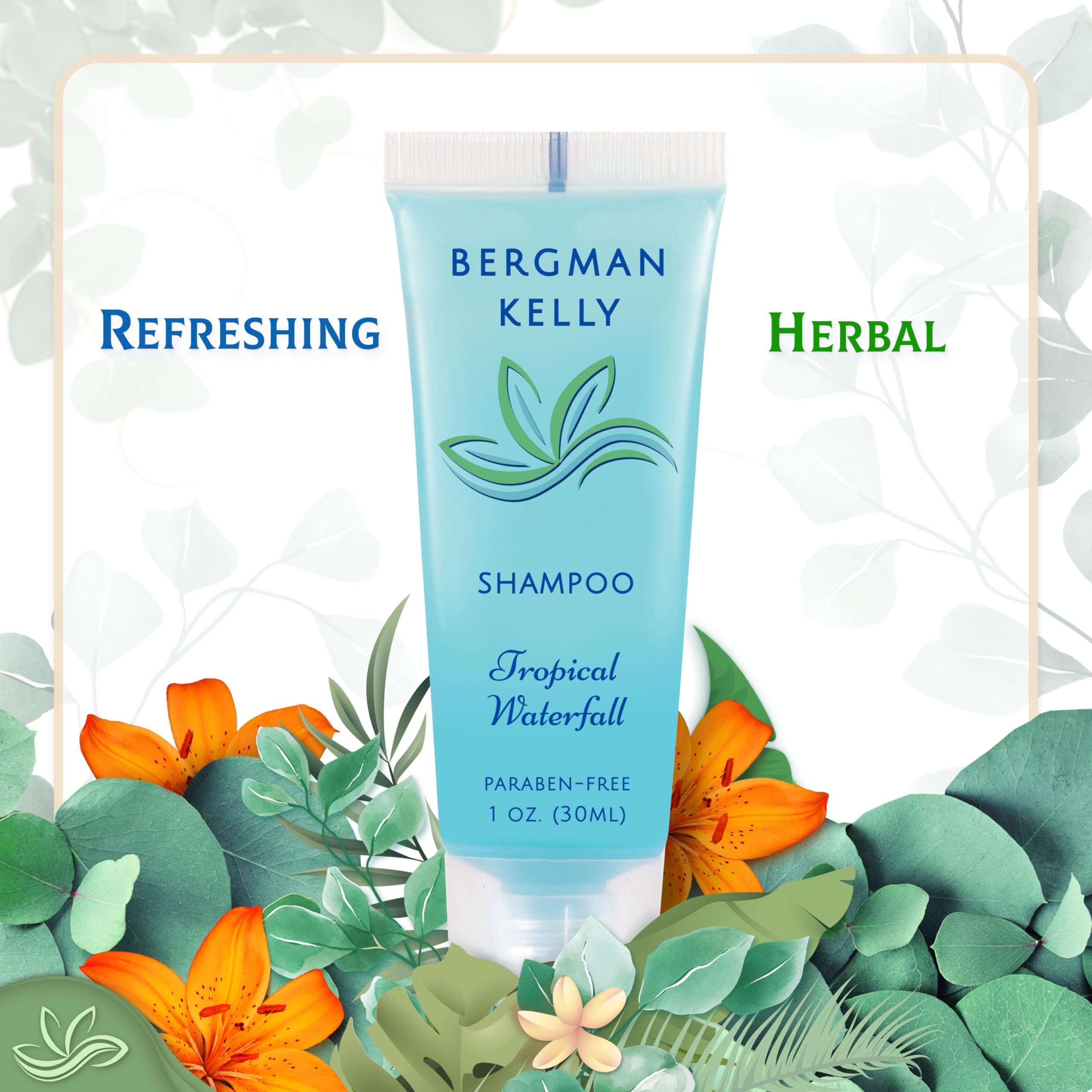 Bergman Kelly body lotion 1oz bottle, provides in-room moisturization for guests.