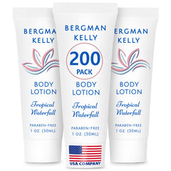 BERGMAN KELLY Tropical Waterfall 1oz lotion bottle provides guest refreshment during stays.