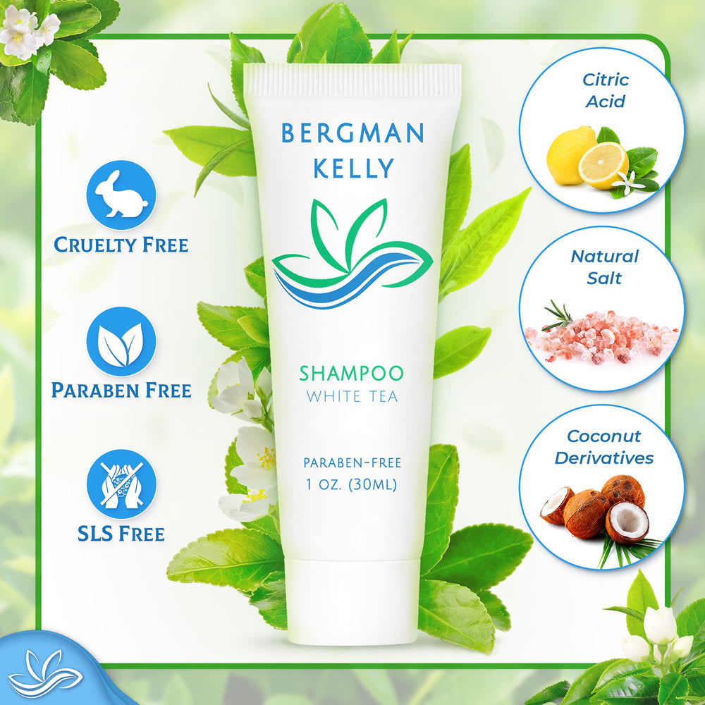 BERGMAN KELLY white tea-scent shampoo bottle offers revitalizing experience for guests
