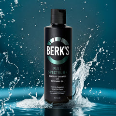 Berk's full spectrum dandruff shampoo with salicylic acid action removes flakes while soothing itching.